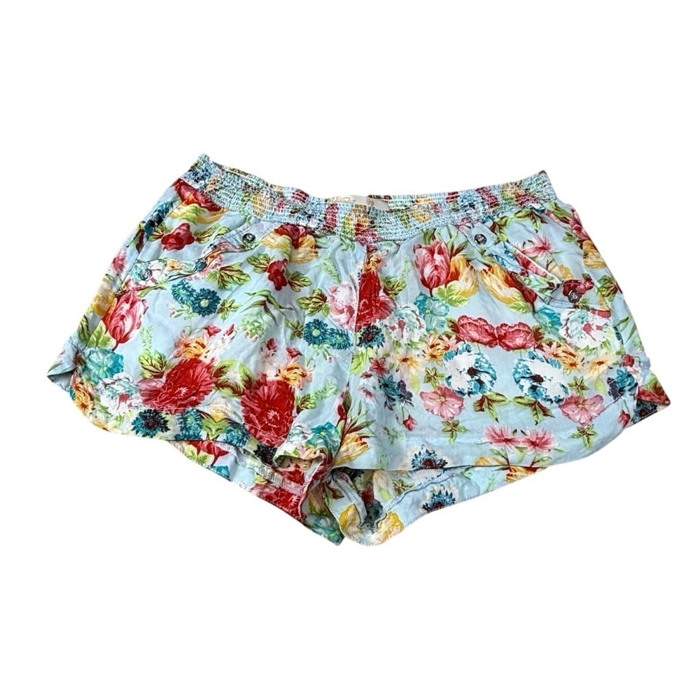 Women’s Rewind Floral Elastic Waist Lined Shorts Size 11 Blue